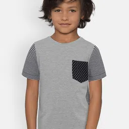 LAdore Boys Grey Printed Round Neck T-shirt-image-89