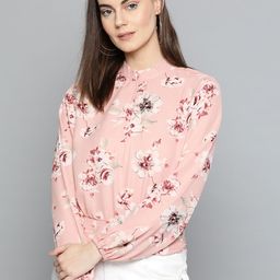 Harpa Women Pink & Off-White Floral Print Blouson Top-image-67