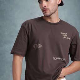 The Roadster Lifestyle Co. Men Printed Drop-Shoulder Sleeves Relaxed Fit T-shirt-image-45