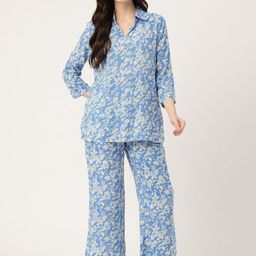 ETC Floral Printed Shirt Collar Night suit-picture-35