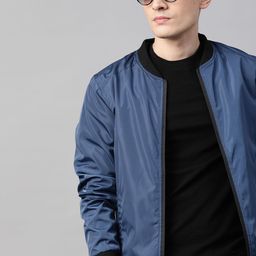 Roadster Men Navy Blue Solid Bomber Jacket-picture-31