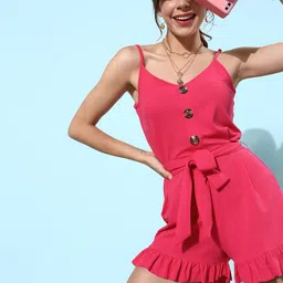 Style Quotient Women Pink Solid Ruffled Jumpsuit-picture-36
