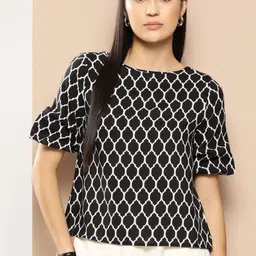 Chemistry Ethnic Print Puff Sleeve Top-image-25