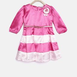 Peppermint Girls Pink Polyester Fit & Flare Dress-image-40