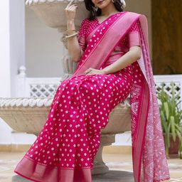 Satrani Geometric Printed Zari Saree-image-39