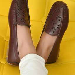 El Paso Women Maroon Loafers-58