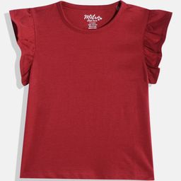 METRO KIDS COMPANY Girls Flutter Sleeve Ruffles Cotton Top-image-21