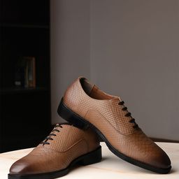 LOUIS STITCH Men Egyptian Crust Leather Lace-Up Derby Shoes-image-90