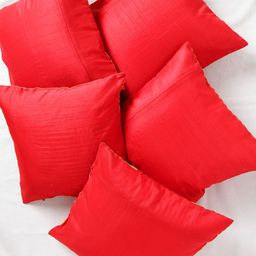ANS Red Set of 5 Brocade 16'' x 16'' Square Cushion Covers image 3