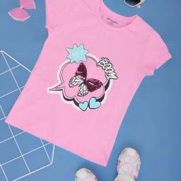 Pantaloons Junior Kids Pink Carnation Cotton Regular Fit Top-image-45
