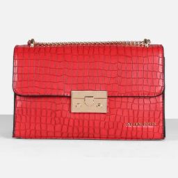 Allen Solly Red Textured Medium Sling Handbag-1