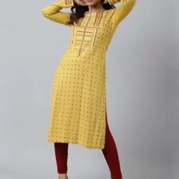 Aurelia Yellow Embroidered Winter Kurta-picture-14
