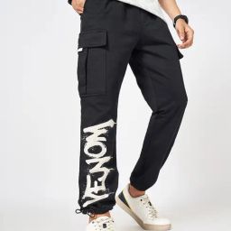 SF Jeans by Pantaloons Jet Black Cotton Regular fit Track Pants-image-39