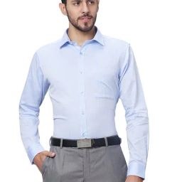 Raymond Sky Blue Slim Fit Self Design Shirt-image-35