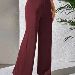 DIGITAL SHOPEE Women High-Rise Flared Trousers-image-3