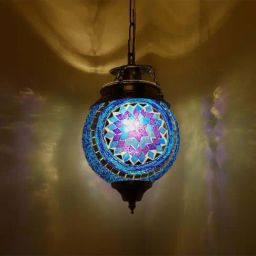 Homesake Antique Turkish Blue Metal Pendant Light - Set of 1 (Bulb not included)-22