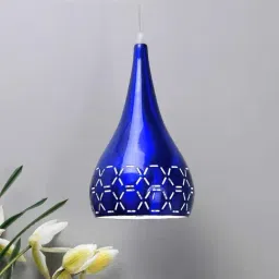 Homesake Glossy Navy Metal Cross-Cut Pendant Light - Set of 1-13