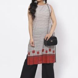 Biba White Striped Kurta-image-59
