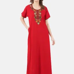 KOI SLEEPWEAR Red Embroidered Nighty-picture-36