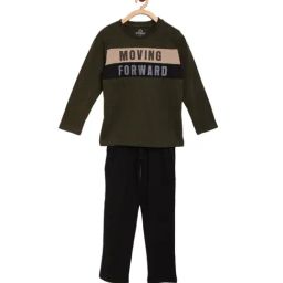 Sweet Dreams Kids Olive & Navy Graphic Print T-Shirt with Pyjamas-image-61