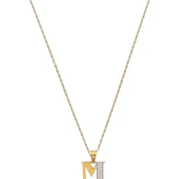CKC 18k Gold & Diamond Alphabet M Pendant with Chain for Women-image-91