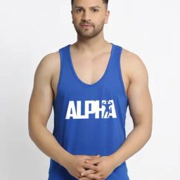 Friskers Blue Cotton Slim Fit Printed Vest-image-33