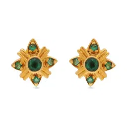 CKC 22k Classic Yellow Gold Emerald Earrings for Women-image-95