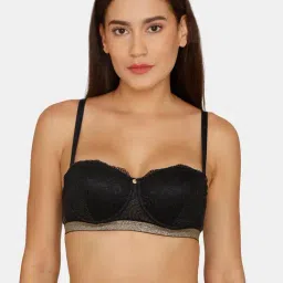 Zivame Black Lace Half Coverage Padded Bra-picture-15