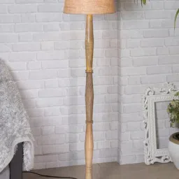 Homesake 'Antique' Brown Wood Tall Floor Lamp With Shade & Bulb - Set of 1-image-64