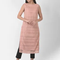 Eavan Peach Net Lace Straight Kurti-picture-36