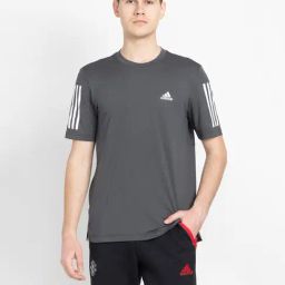 adidas Black Regular Fit Striped Sports T-Shirt-image-64