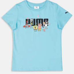 Puma Kids SPONGEBOB Sky Blue Cotton Printed T-Shirt-image-20