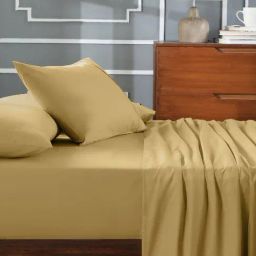 Maspar Yellow Cotton Solid King Size Bedsheet with 2 Pillow Case-image-7
