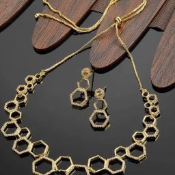 Zeneme Gold Plated AD Studded Jewellery Set-3