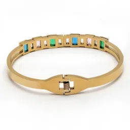 Karatcart Gold-Plated Multicolor Cubic Zirconia Studded Bangle-Style Bracelet For Women image 5