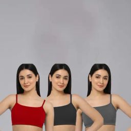 AROUSY Black & Red Cotton Beginner's Bra - Pack Of 3-picture-34