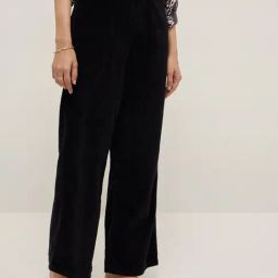 LOV by Westside Black Corduroy High-Rise Cotton Blend Trousers-image-64