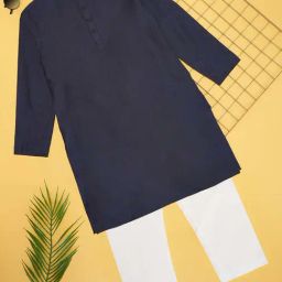 Indus Route by Pantaloons Boys Midnight Navy Solid Full Sleeves Kurta Sets-image-69