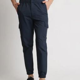 Reebok Navy Regular Fit Solid Joggers-image-0