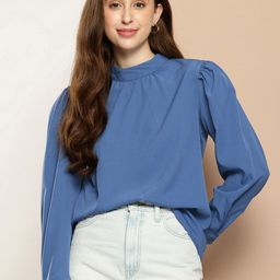 encore by INVICTUS High Neck Cuffed Sleeves Top-image-73