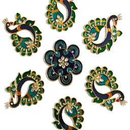 Kala Samarpan Blue & Green Metal Rangoli With Centerpiece-image-65