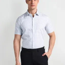Arrow Blue Cotton Regular Fit Checks Shirt-picture-5