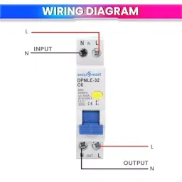 amiciSmart Single Module Circuit Breaker 6 Aamp 220 VAC with Overcurrent, Short-Circuit & Leakage Protection, 1x1M-RCBO-6A image 3