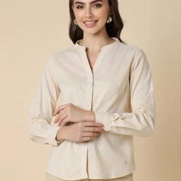 Allen Solly Beige Cotton Plain Shirt-image-72