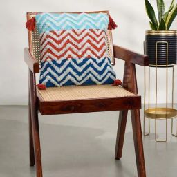 Living Scapes by Pantaloons Blue & Red Fabric Cushion Cover-image-84