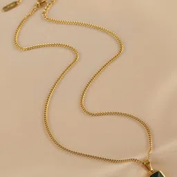 Jewels Galaxy Gold-Plated Anti Tarnish Stone Studded Square Pendant With Chain-41