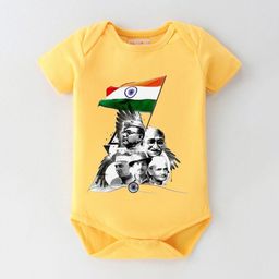 BLUSHES Infants Independence Day Theme Printed Pure Cotton Half Sleeve Bodysuit-image-58