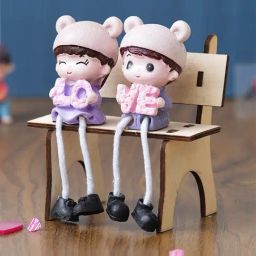 eCraftIndia Solid Polyresin Cute Couple Sitting on Beanch Showpiece-27