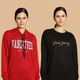 Vimal Jonney Maroon & Black Printed Sweatshirt - Pack Of 2-image-90