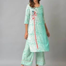 Aurelia Light Green Printed Kurta With Palazzos-picture-16